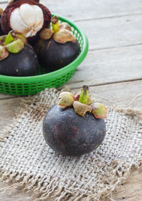 High angle view of fruits on table