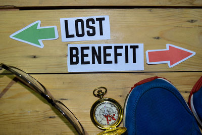 Close-up of information sign