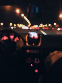 Close-up of illuminated lighting equipment in car