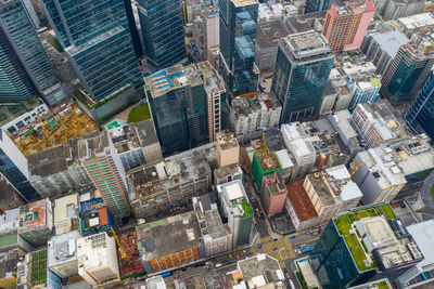 High angle view of buildings in city