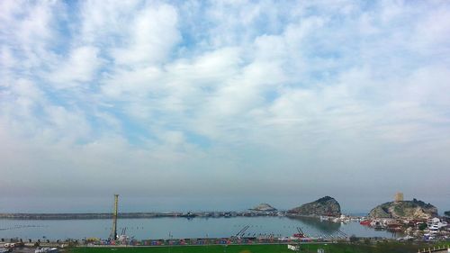 View of river against cloudy sky