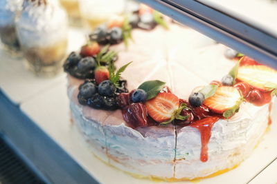 Close-up of breakfast served on table