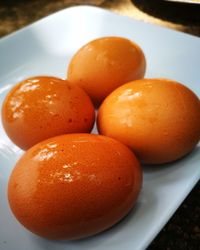 Close-up of eggs in plate