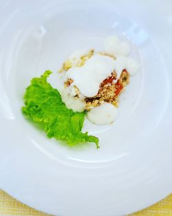 High angle view of meal served in plate