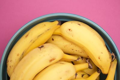 High angle view of bananas in bowl