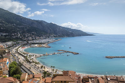  aerial view of the beach of menton