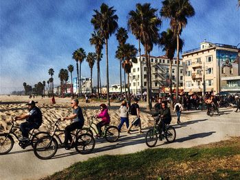 Bicycles on street in city