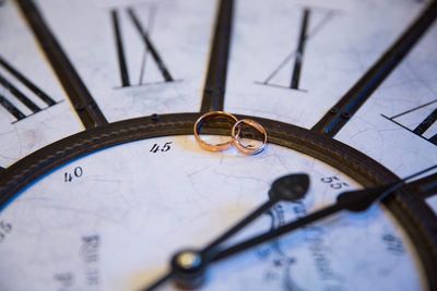 High angle view of clock