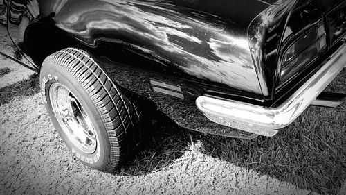 Close-up of tire car