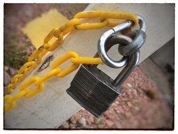 Close-up of yellow metal