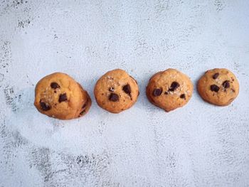 Close-up of cookies against white background