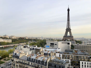 The eiffel tower and the seine river. round the clock.