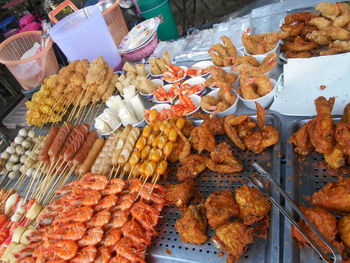 High angle view of vegetables for sale in market