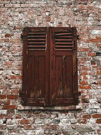 Closed door of old house