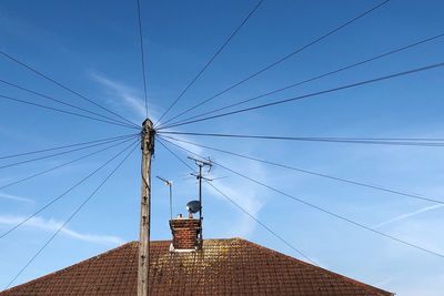 Low angle view of roof and building against sky