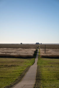 Scenic view of land against clear sky