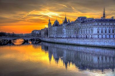 Reflection of buildings in river