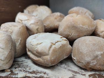 High angle view of eggs on table