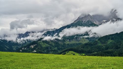 Scenic view of mountains against sky