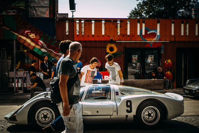 People on street in city