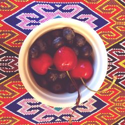 High angle view of food in bowl
