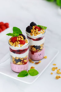 Close-up of dessert on table