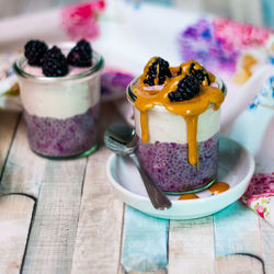 Close-up of dessert with ice cream