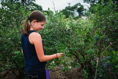 Girl picking berries