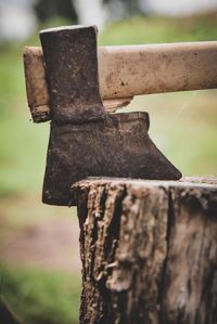 Close-up of old rusty wood