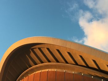 Low angle view of building against blue sky