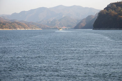 Scenic view of sea against clear sky