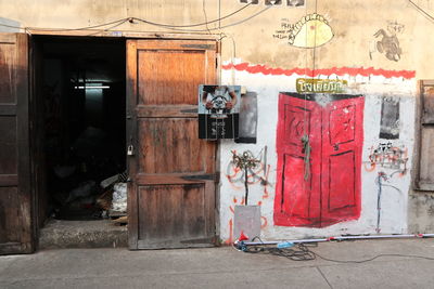 Closed door of old building