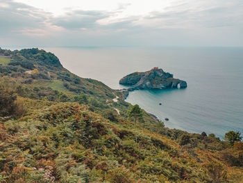 High angle view of sea against sky