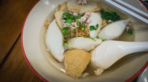 Close-up of served food in plate