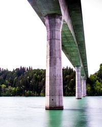 Low angle view of bridge over river against sky