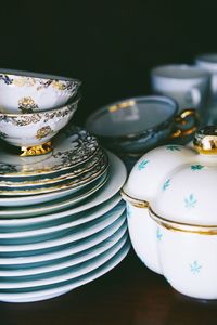 Close-up of tea cup on table