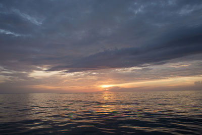 Scenic view of sea against cloudy sky