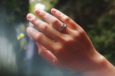 Close-up of woman hand with hands