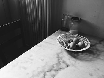 High angle view of breakfast on table at home