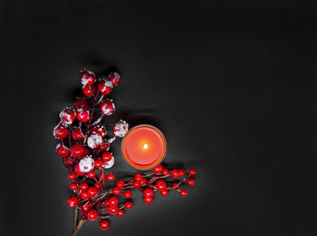 Close-up of illuminated christmas lights against black background