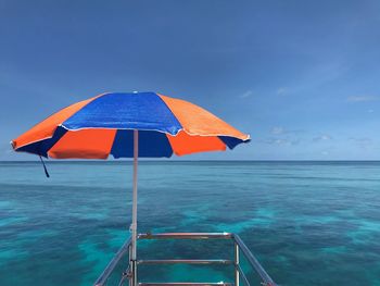 Scenic view of sea against blue sky