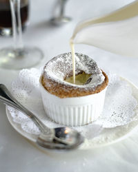 Close-up of dessert on table