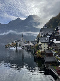 Hallstatt, austria. mountain village in the austrian alps