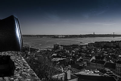 View of cityscape at dusk