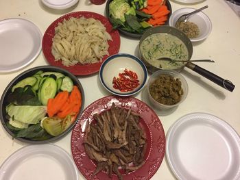 High angle view of food in plate
