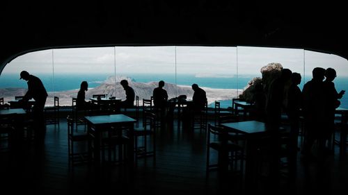 Silhouette people at restaurant