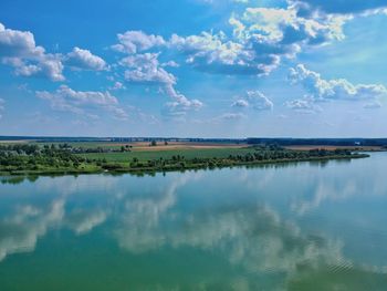 Scenic view of lake against sky