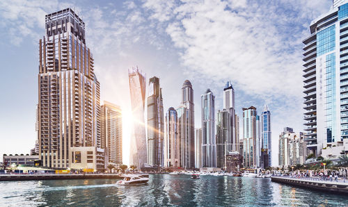 Panoramic view of modern buildings against sky