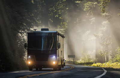 Class a diesel pusher motorhome rv on a scenic california highway 101 