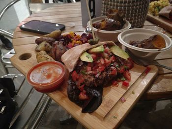 High angle view of food on table